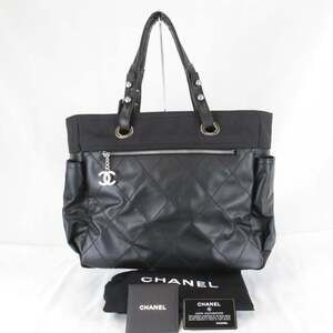 CHANEL Black Canvas Tote Bag